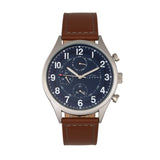 Elevon Lindbergh Leather-Band Watch w/Day/Date -  Brown/Navy - ELE102-3