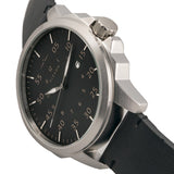 Elevon Hughes Leather-Band Watch w/ Date - Silver/Black/Black - ELE101-2