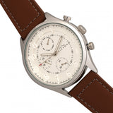 Elevon Lindbergh Leather-Band Watch w/Day/Date -  Brown/White - ELE102-1