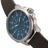 Elevon Hughes Leather-Band Watch w/ Date - Silver/Blue - ELE101-6