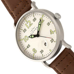 Elevon Von Braun Leather-Band Watch w/Date - Silver/Brown - ELE112-1