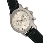 Elevon Langley Chronograph Leather-Band Watch w/ Date - Silver/Black - ELE103-1