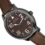 Elevon Sabre Leather-Band Watch w/Date - Gunmetal/Goldenrod/Brown - ELE121-6