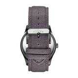 Elevon Crosswind Canvas-Overlaid Leather-Band Watch w/ Date - Gunmetal/Grey - ELE128-6