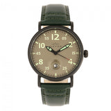 Elevon Von Braun Leather-Band Watch w/Date - Gunmetal/Green - ELE112-4