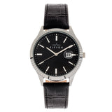 Elevon Concorde Leather-Band Watch w/Date - Silver/Black - ELE115-2