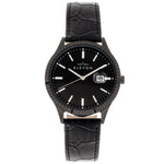 Elevon Concorde Leather-Band Watch w/Date - Black  - ELE115-4