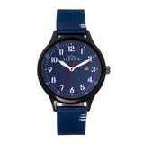 Elevon Boost Leather-Band Watch w/Date - Navy - ELE126-5