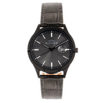 Elevon Concorde Leather-Band Watch w/Date - Black/Gunmetal  - ELE115-5