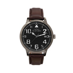 Elevon Sabre Leather-Band Watch w/Date - Gunmetal/Black/Brown - ELE121-5