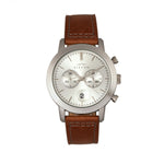 Elevon Langley Chronograph Leather-Band Watch w/ Date - Silver/Brown - ELE103-2