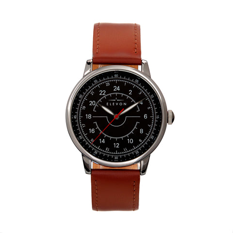 Elevon Gauge Leather-Band Watch