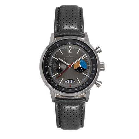 Elevon Torque Genuine Leather-Band Watch w/Date