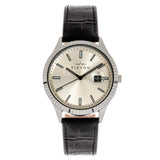 Elevon Concorde Leather-Band Watch w/Date - Silver - ELE115-1