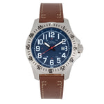 Elevon Aviator Leather-Band Watch w/Date - Brown/Blue - ELE120-11