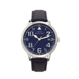 Elevon Sabre Leather-Band Watch w/Date - Silver/Navy/Navy - ELE121-3