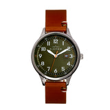 Elevon Boost Leather-Band Watch w/Date - Chestnut/Olive - ELE126-3