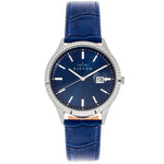 Elevon Concorde Leather-Band Watch w/Date - Silver/Blue  - ELE115-3