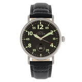 Elevon Von Braun Leather-Band Watch w/Date - Silver/Black - ELE112-2
